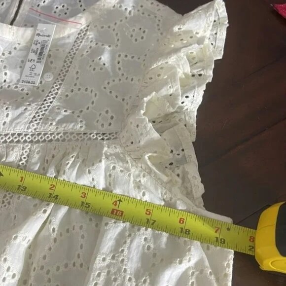 NEW Madewell Eyelet Ruffle-Sleeve Mini Dress M NWT Lighthouse $128 - Picture 6 of 10
